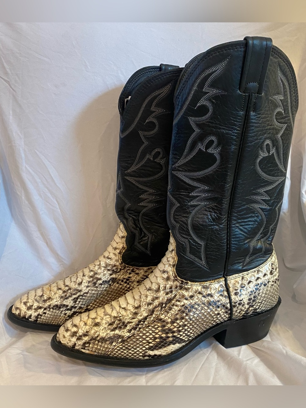 Vintage Larry Mahan Genuine Python Snakeskin Western Cowboy Boots 8.5 D